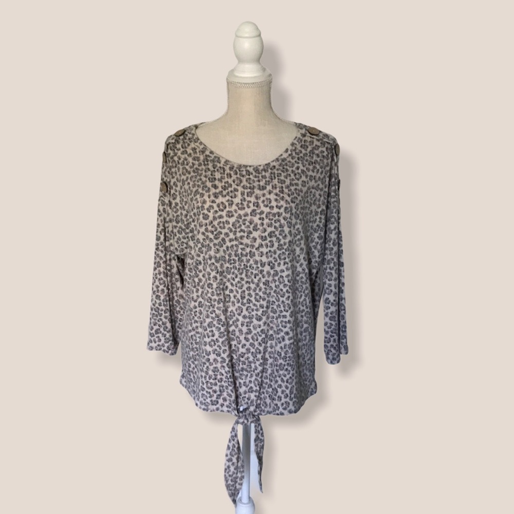 Animal print Sweater by Cure. Top ties in bottom front! Comfy soft. Roun… - Picture 2 of 14
